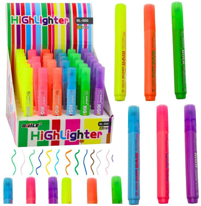 Marker neon highlighter, majë e trashë, 1 copë, ngjyra të ndryshme