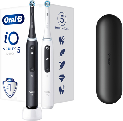 Set furça elektrike për dhëmbë Oral-B iO5 Series Matt Black+Quite White DUO Pack