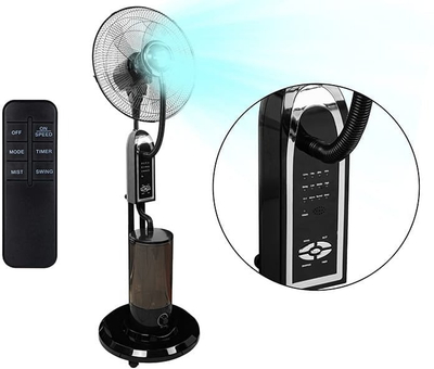 Ventilator dyshemeje me mjegullim 40cm, me telekomandë, me timer, i zi
