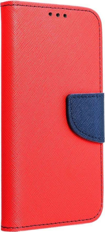 Mbulesë telefoni Fancy Book për Samsung A20s, me portofol, me qëndrim, e kuqe me navy blue
