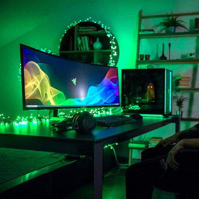 Drita dekorative Twinkly Strings, 100 LED RGB, 8 m, kabllo e zezë