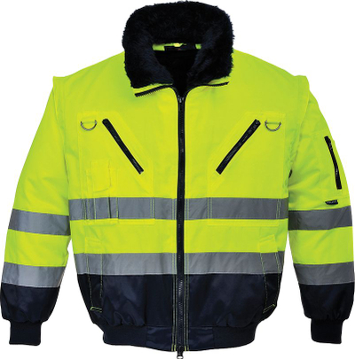 Xhaket pune Portwest Hi Vis 3 në 1 Pilot, për dukshmëri të lartë, që s’e ha uji, e verdhë blu