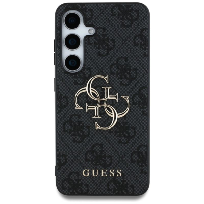 Kapak telefoni Guess GUHCS25S4GMGGR për Samsung S25, PU, logo e madhe, i zi
