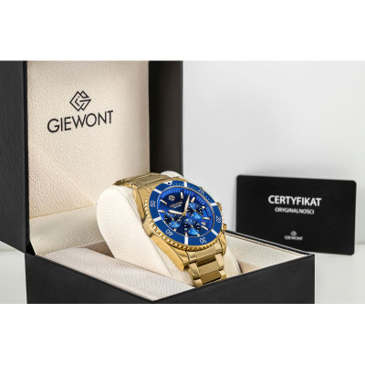 Orë dore meshkujsh Giewont GW3970-B6, kronograf, qelq safir, ari blu