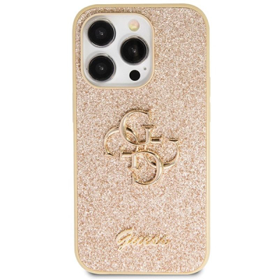 Mbrojtëse telefoni Guess Glitter, iPhone 14 Pro, me shkëlqim, ngjyrë e artë