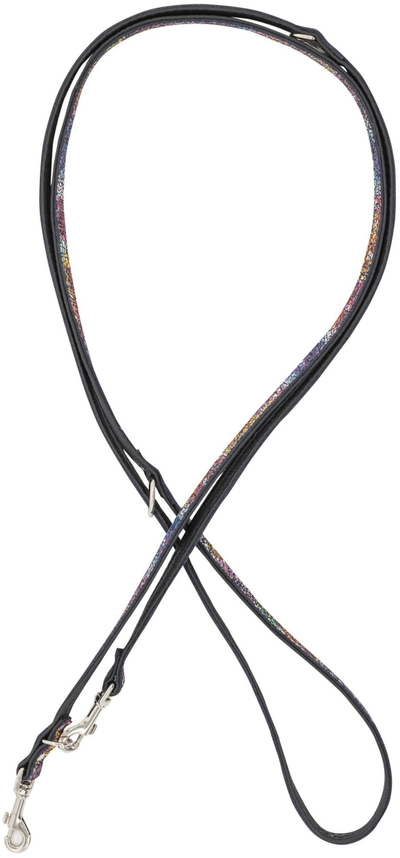 Litar qeni Barry King Adjustable Flowers, lëkurë, 12mm 200cm, i zi shumëngjyrësh