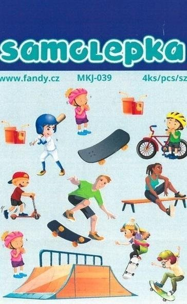 Ngjitëse letre Fandy MKJ039, me motive sporti, set 4 copë, shumëngjyrëshe
