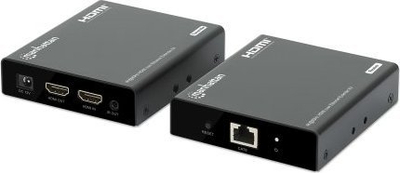 Kit zgjatës HDMI Manhattan 4K, mbi rrjet (Ethernet), 60Hz, i zi