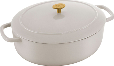 Tigan ovale gize Ballarini Bellamonte, 7.5L, me kapak, ecru