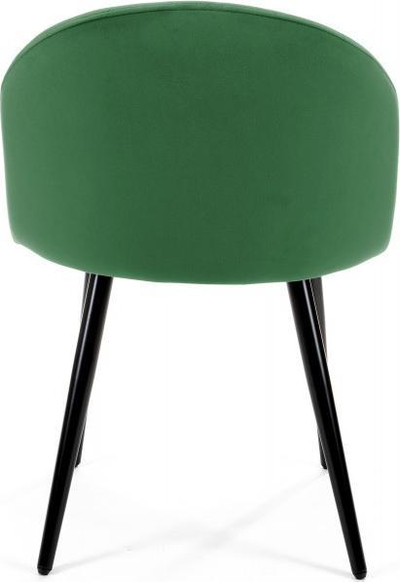Karrige me velur SJ.077, tapiceri me qepje zbukuruese, këmbë çeliku, jeshile bottle green