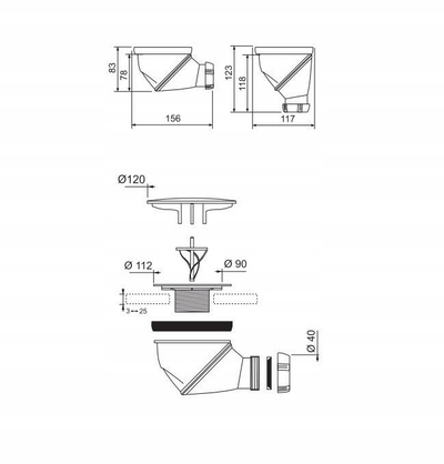 Trap dushi Wirquin James, 90mm, dalje 360°, me kapak
