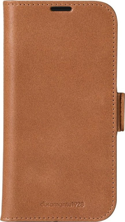 Mbulesë folio Dbramante1928 Copenhagen për iPhone 16, lëkurë natyrale, kafe e çelët