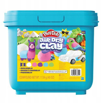 Argjilë që thahet në ajër Play Doh Air Dry Clay, set me ngjyra, kovë plastike, blu