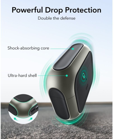 Kuti mbrojtëse ESR Orbit Hybrid HaloLock për Apple AirPods Pro 3, MagSafe, gri