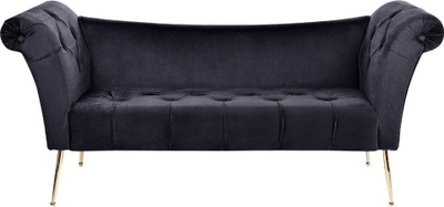 Divan chaise lounge Beliani Nantilly, kadife, këmbë metali ngjyrë ari, i zi
