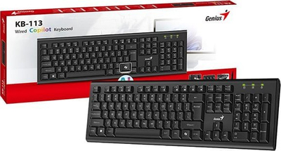 Tastierë Genius KB-113 COPILOT, me kabllo USB, profil i ulët, e zezë