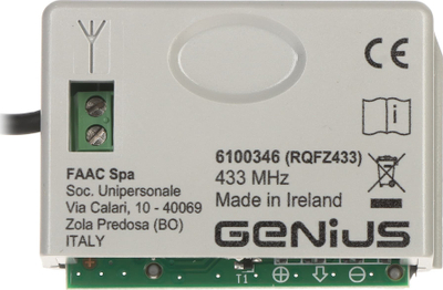 Modul receiver GENIUS RQFZ, 433MHz, për automatizim portash