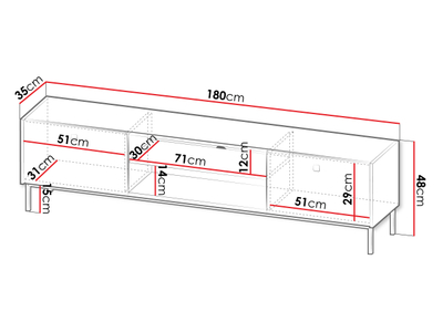 Komodë moderne për TV Priboz 2KW (180 x 48 x 35)