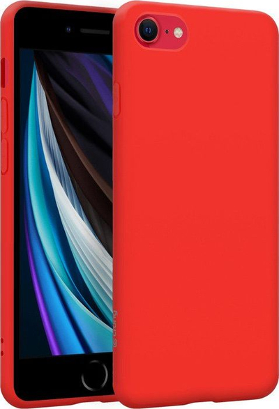 Futrollë Crong Color Cover për iPhone SE 2020 8 7, silikon, e kuqe