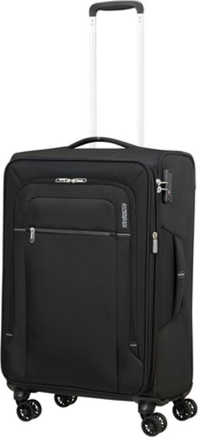 Valixhe American Tourister Crosstrack Medium Check in, madhësi mesatare, 4 rrota, e zezë gri