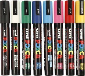 Marker me bojë poster Uni Posca PC-5M, majë e rrumbullakët, i artë