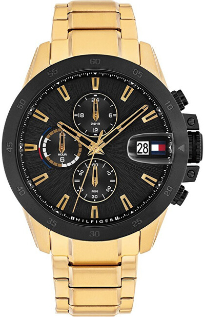 Orë dore për meshkuj Tommy Hilfiger, e artë/ e zezë