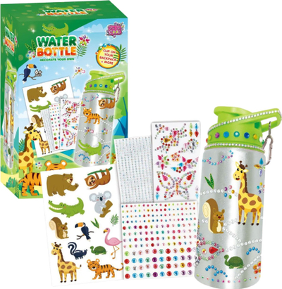 Shishe uji dekorative për fëmijë, 500ml, set DIY me stikera dhe diamante, shumëngjyrëshe