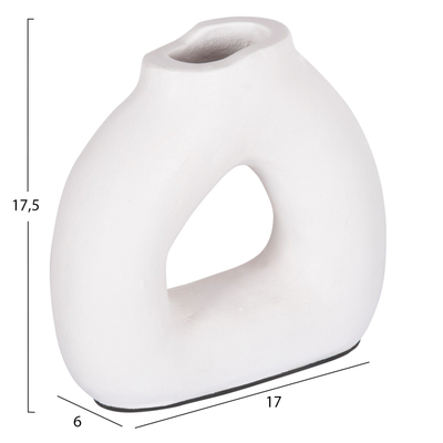 Vazo dekorative Clayvon 17x6x17,5Hcm (HM4411), bardhë