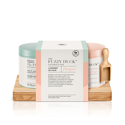 Set Baylis & Harding Jasmine & Eucalyptus kristale vaske 400 g + gjalpë trupi 400 g + lugë gruri