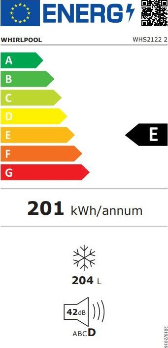 Arkë frigoriferike Whirlpool WHS2122 2, 204L, klasa energjisë E, e bardhë