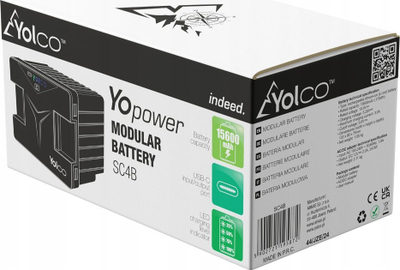 Модуларна батерија за фрижидер Yolco SC4B, 15600mAh, со ЛЕД, црна