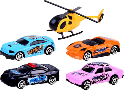 Lodër garazh makinash ZA3560, parking me disa kate, me 4 makina dhe helikopter, shumëngjyrësh