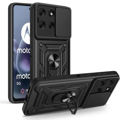 Mbështjellës telefoni Tech-Protect Camshield Pro për Motorola Moto G86 5G, unazë që rrotullohet, mbrojtës kamere me rrëshqitje, i zi