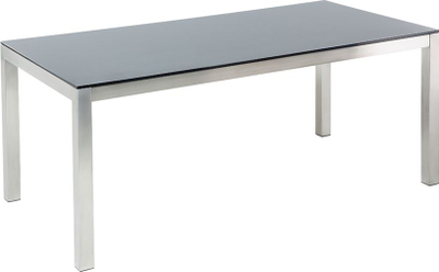 Tavolinë kopshti Beliani Grosseto, 180x90 cm, xham i temperuar, e zezë