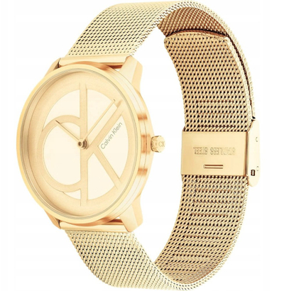 Машки часовник Calvin Klein Iconic Mesh 25200034, кварц, 35mm, златна боја