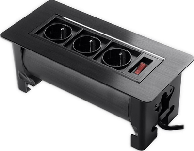 Modul prize tavoline Spacetronik SPS-O33B, 3x Schuko, me ndërprerës, i zi