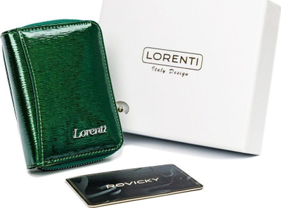 Portofol goca Lorenti, lëkurë natyrale e llakuar, me mbrojtje RFID, jeshil