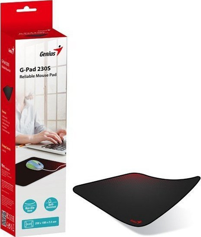 Mousepad Genius G-Pad 230S, material tekstili, 2.5 mm, i zi me të kuqe