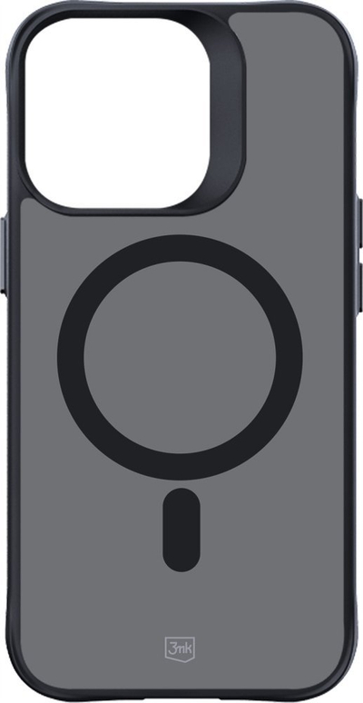 Kapak telefoni 3MK Smoke MagCase për iPhone 15 Pro Max 6.7", MagSafe, gjysmë i tejdukshëm, i errët