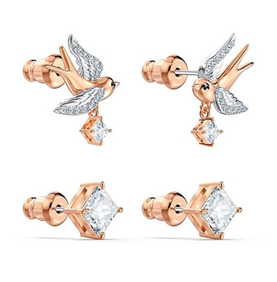 Set vathë për femra Swarovski, 2 palë, ari rozë