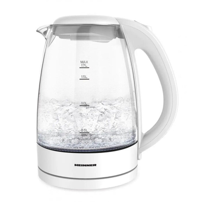 Vlores elektrik Heinner HEK-2200GWH, 1.7L, 2200W, qelq transparent i bardhë