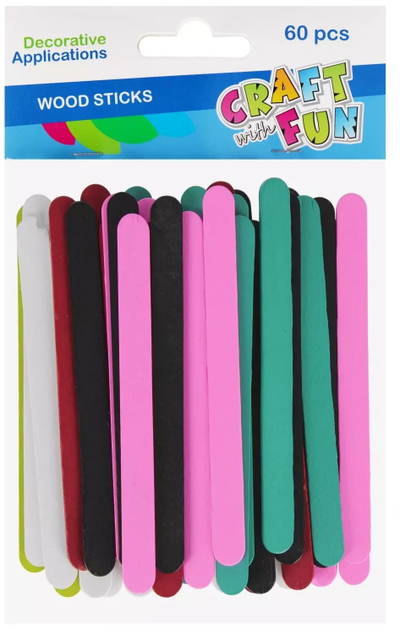 Shkopinj dekorativë druri Craft With Fun 567311, set shumëngjyrësh