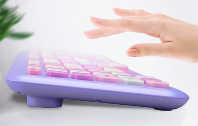 Set tastierë dhe mi MUMUSO 2.4G Wireless, USB, pastel vjollcë