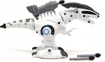 Lodër dinosauri robotik Figure Hippo Dinosaur, metal, me drita dhe zhurma, i bardhë