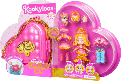 Set lodër KookyLoos Golden Gala Series Taylors Deluxe, kukull koleksionuese me aksesorë, 3 sete rrobash, shumëngjyrëshe