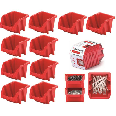 Set kuti organizimi Prosperplast Bineer Short, 10 copë, 180x98x118mm, të kuqe