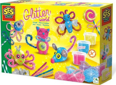 Set plasteline SES Creative Glitter World, me shkëlqim, me ngjyra nga të gjitha