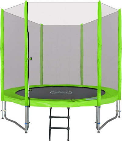 Trampolinë për kalamaj SkyRamiz Green Garden 244 cm 8FT, me rrjetë mbrojtëse, me pajisje, jeshile