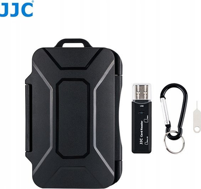 Kuti memorie JJC për karta SD, microSD e SIM, mban 7 SD dhe 16 microSD, ngjyrë e zezë