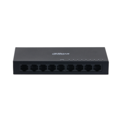 Switch rrjeti Dahua PFS3109-8ET, 8 porta 10/100Mbps, 1 port uplink Gigabit, gri